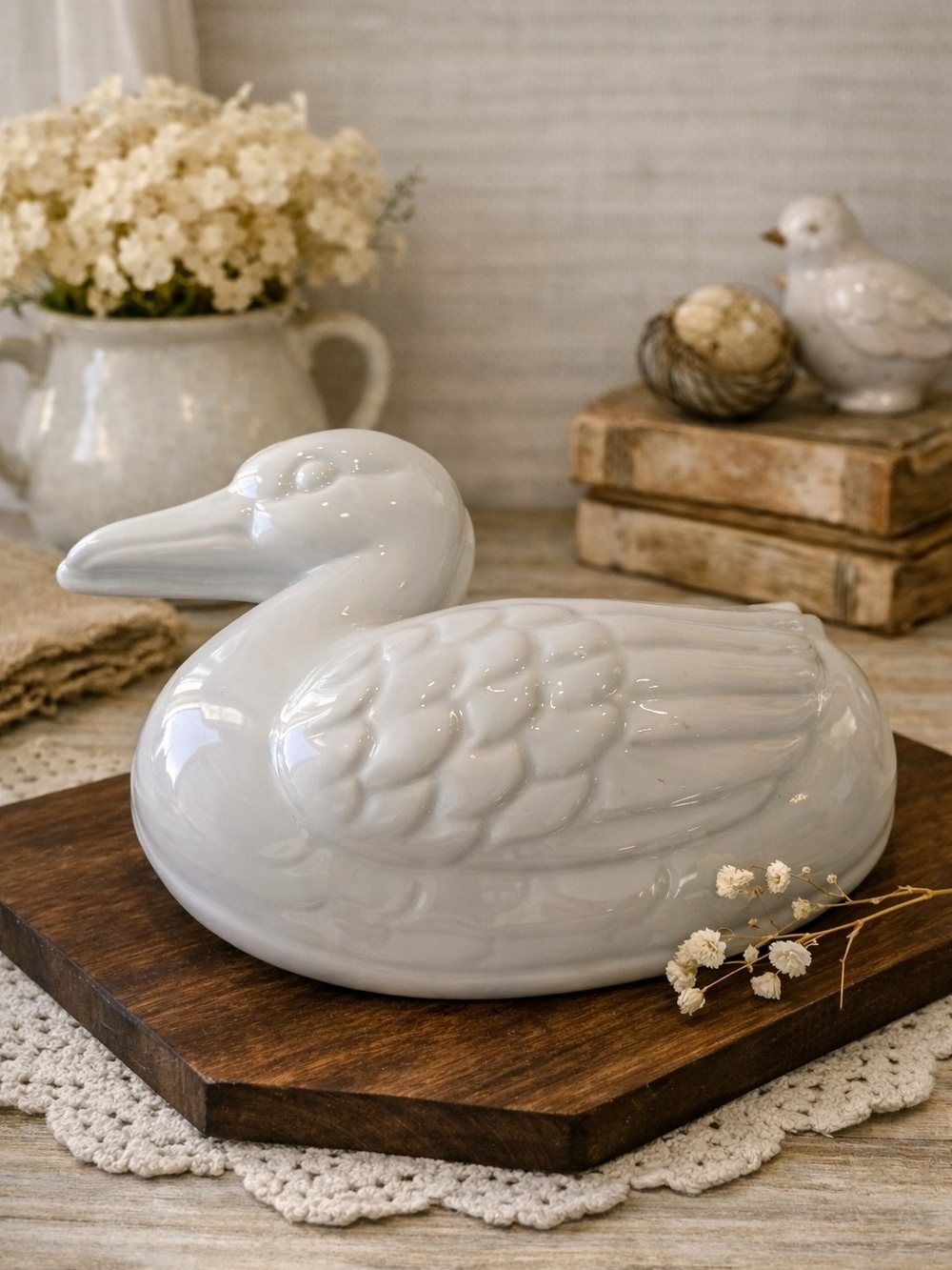 Vintage Ceramic Duck Wall Hanging – Farmhouse Cottagecore Decor